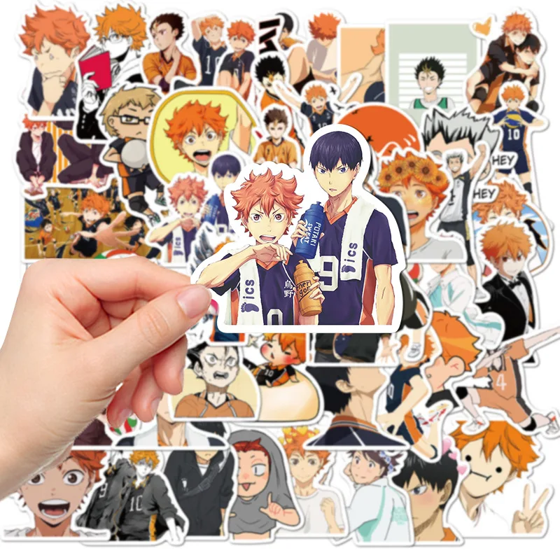 สติกเกอร์ลายการ์ตูน Haikyuu shoyo ซีรีย์50ชิ้นเหมาะสำหรับท้ายรถมอเตอร์ไซค์ของเล่นสติกเกอร์ DIY กันน้ำ