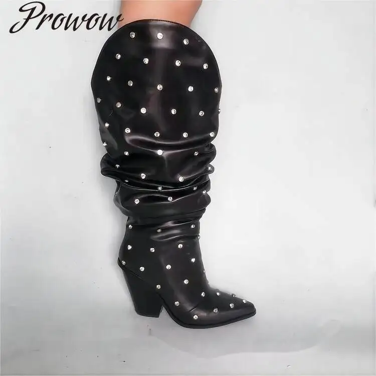 

Модные удобные однотонные сапоги до колена с острым носком, женская обувь Zapatos Mujer