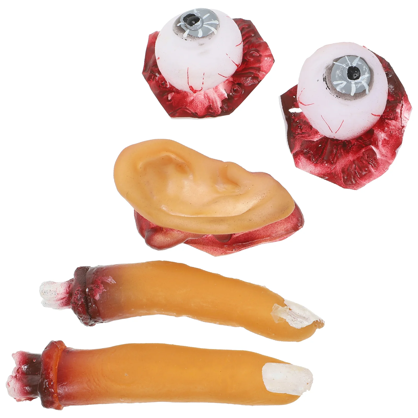 4 Pcs Halloween Organ Props Fake Eyeballs Simulation Body Bloody Ear Decor Finger Decoration Funny Prom