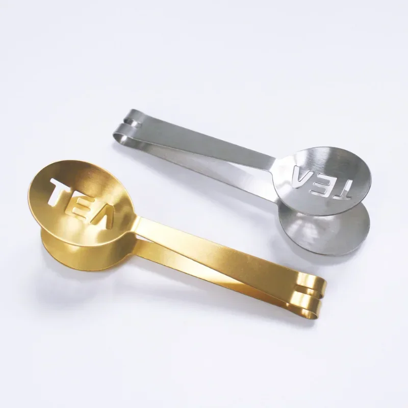 Reusable Stainless Steel Tea Bag Tongs Teabag Squeezer Strainer Holder Grip Metal Spoon Mini Sugar Clip Tea Leaf Strainer