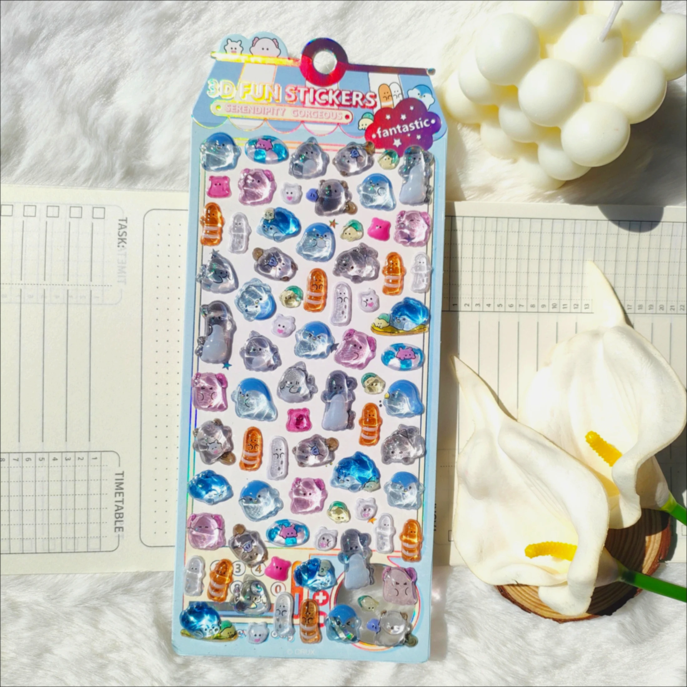 Cute Tiny Q-version Ghosts Youyou Family 3D Stereoscopic Crystal Sticker Materials, Kids' Toy Stickers