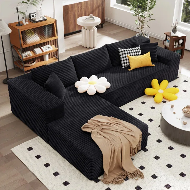 

For Modern Minimal Style Up-holstered Pet Friendly Living Room Sofa Couch Cloud Corduroy Modular Sofa For Family