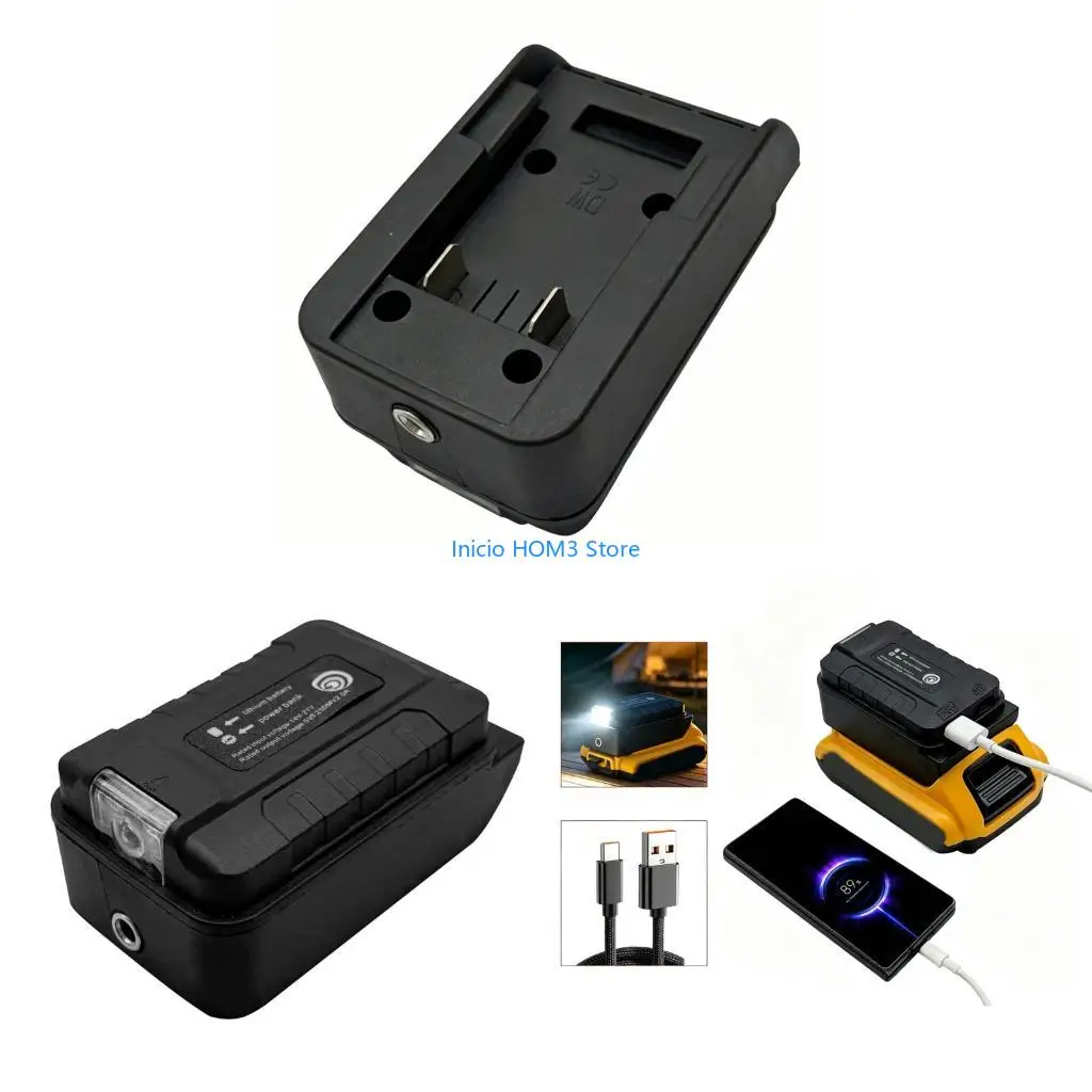 A5YD Battery Adapter with 5V Output and Work Light for Garage Tasks