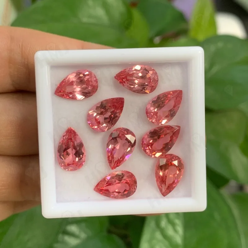 Laboratório cultivado padparadscha safira oval/pêra/esmeralda/forma de coração pedra preciosa solta agl selecionável para fazer jóias materiais contas