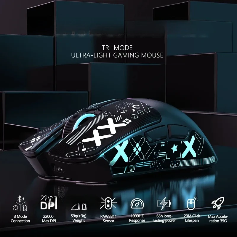 

X11 Wireless Bluetooth Triple Mode Mouse Touch Screen Magnetic Charging Dock Ultra Light Macro Gaming Mouse