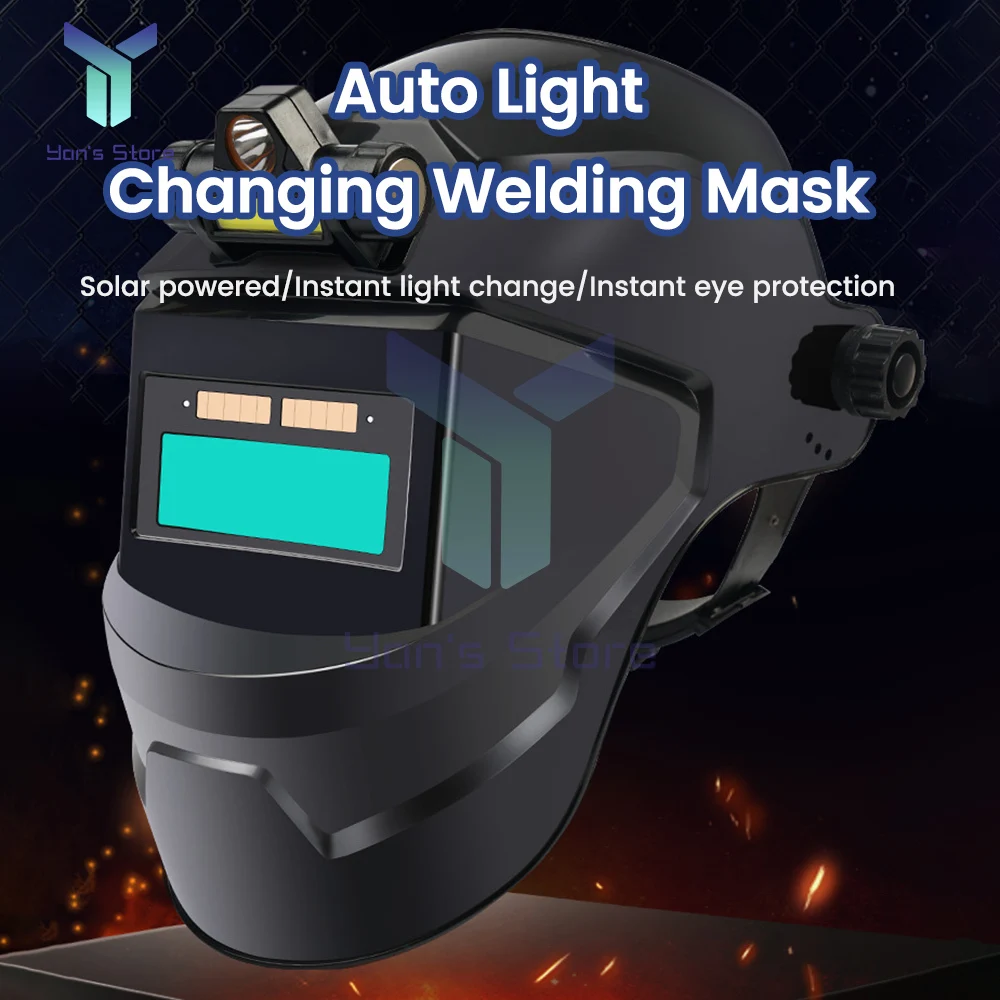 

PC Welding Masks Automatic Variable Light Adjustment Large View Auto Darkening Welding Facemask for Arc Welding Grinding Cutting