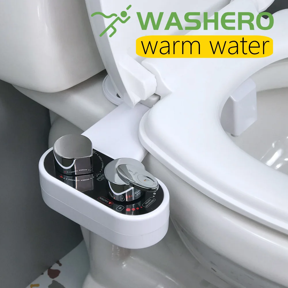 WASHERO Bidet Warm Water For Toilet Seat Attachment Jet Sprayer Cover Butt Wash Shattaf Hot and Cold Non Electric