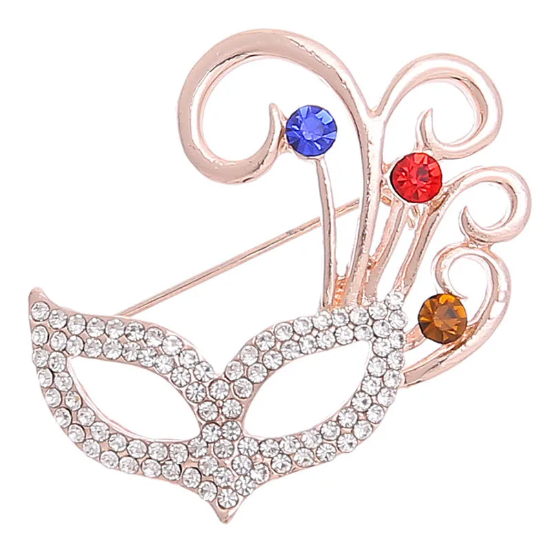 New Full Rhinestone Fox Mask Enamel Brooches Pin Cute Collar Lapel Pins Jewelry For Women Party Causal Brooch Accessory Gifts