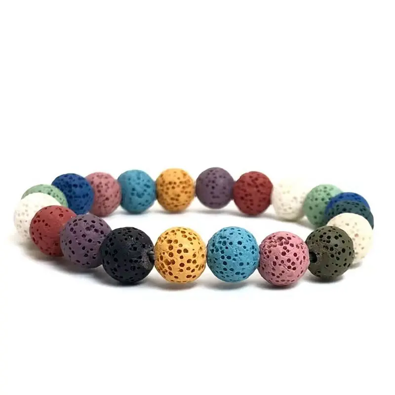 11 Colors 6/8/10mm Stone Beads Volcano Lava Natural Bracelet Beaded Bracelets Bead Jewelry for Men Women Health Yoga bracelet