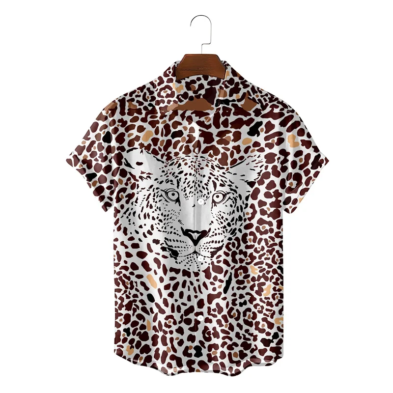 3d Print Leopard Snake Skin Hawaiian Shirt Men Loose Summer Casual Street Shirts Fashion Top Summer Short Sleeve Aloha Blouse