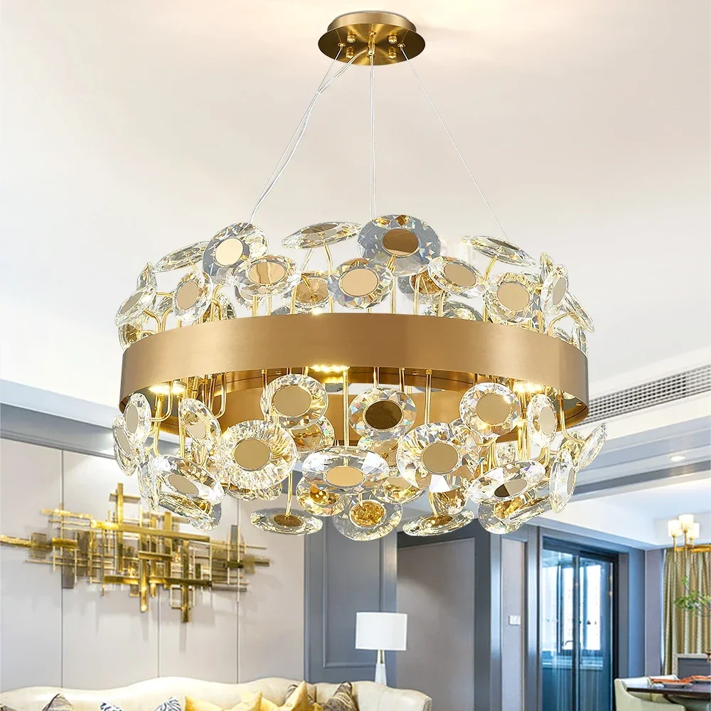 

Modern Chandeliers For Living Room Luxury Crystal Pendant Light Kitchen Island Hanging Lamp Indoor Lighting Decor Lustre Fixture