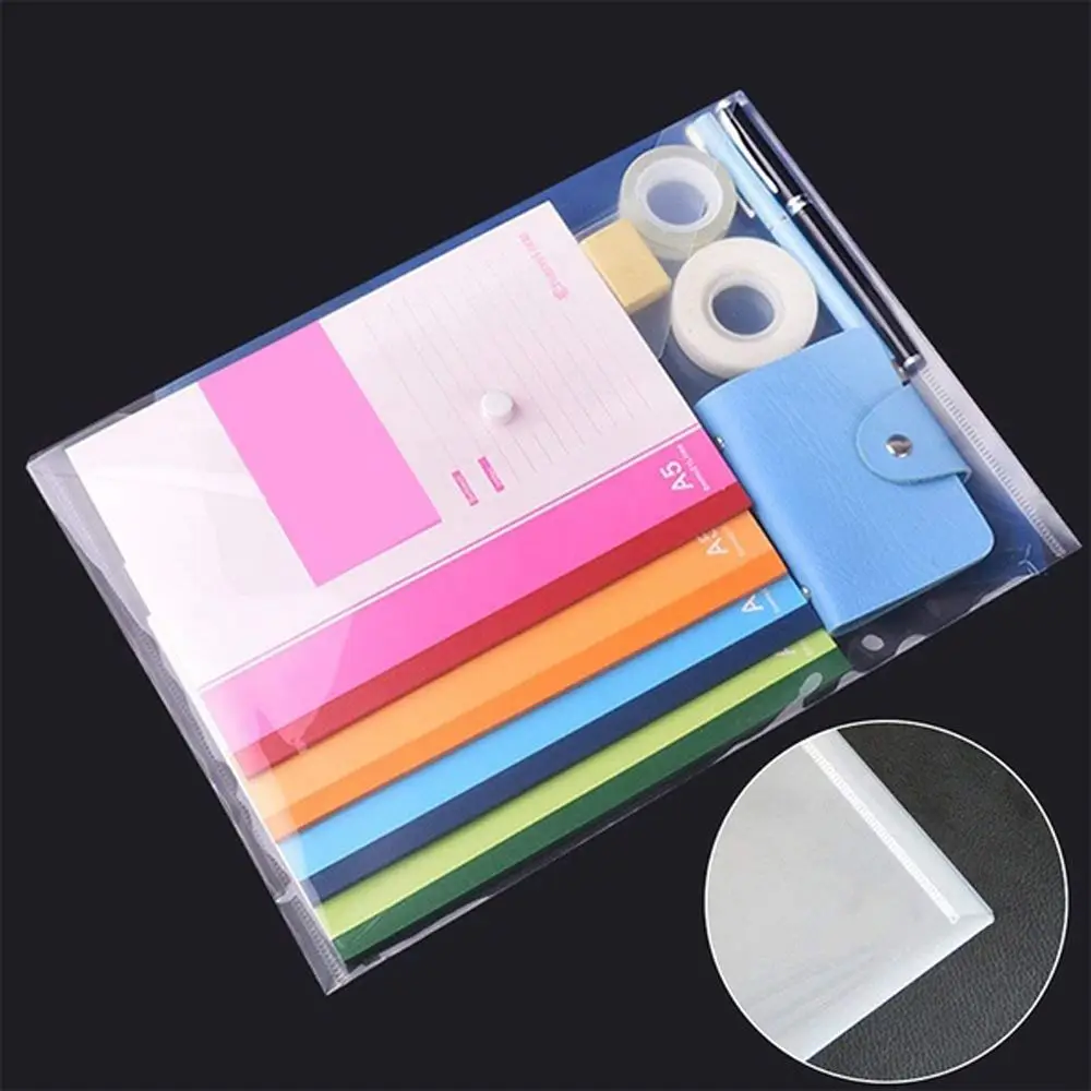 Office Wallet Plastic Paper Storage A5/A4 Document Bags A5/A4 File Bag File holder Transparent