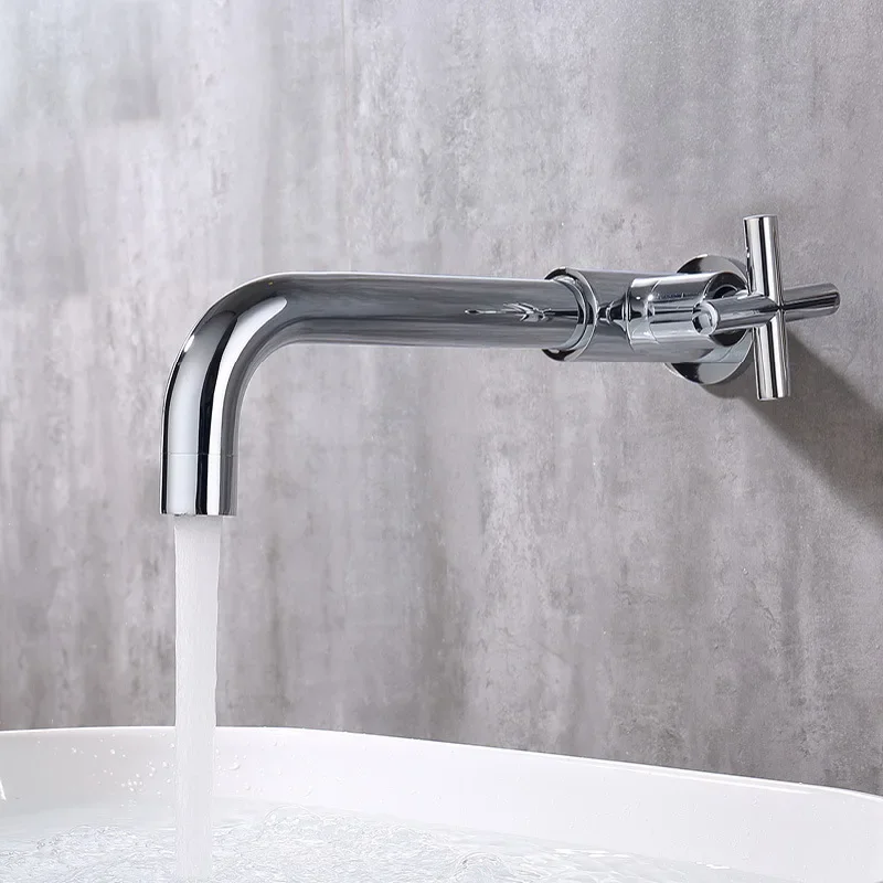 G1/2 In-wall All-Copper Extended Single Cold Water Tap Bathroom Basin Washbasin Basin