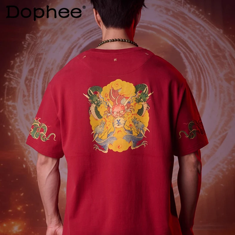 

Men's Women's 2025 Summer New Original Trendy Cotton Tees Fashion Round Neck Short-sleeve T-shirts Breathable Loose Comfort Tops
