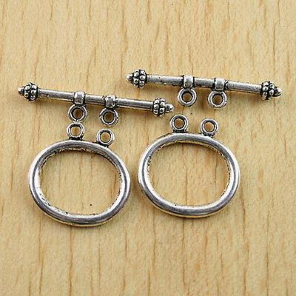 10SETS ring: 21x21x1.9mm 32.5x6.7x3.8mm  2-STRANDS TOGGLE CLASP H0622