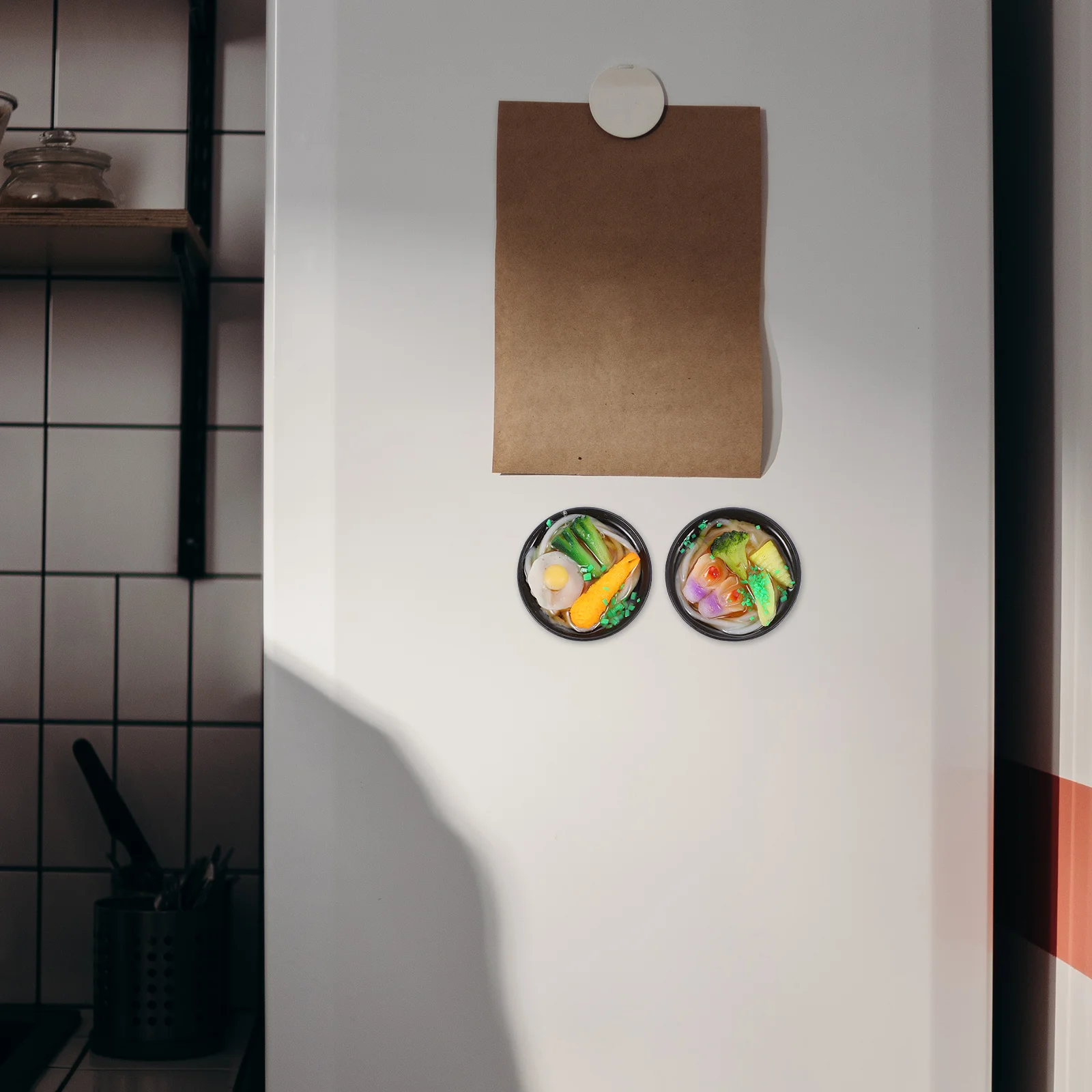 Pegatina para nevera de fideos, diseño moderno, hermoso adorno de cocina, no es fácil de deformar, decoración del hogar, 2 uds.