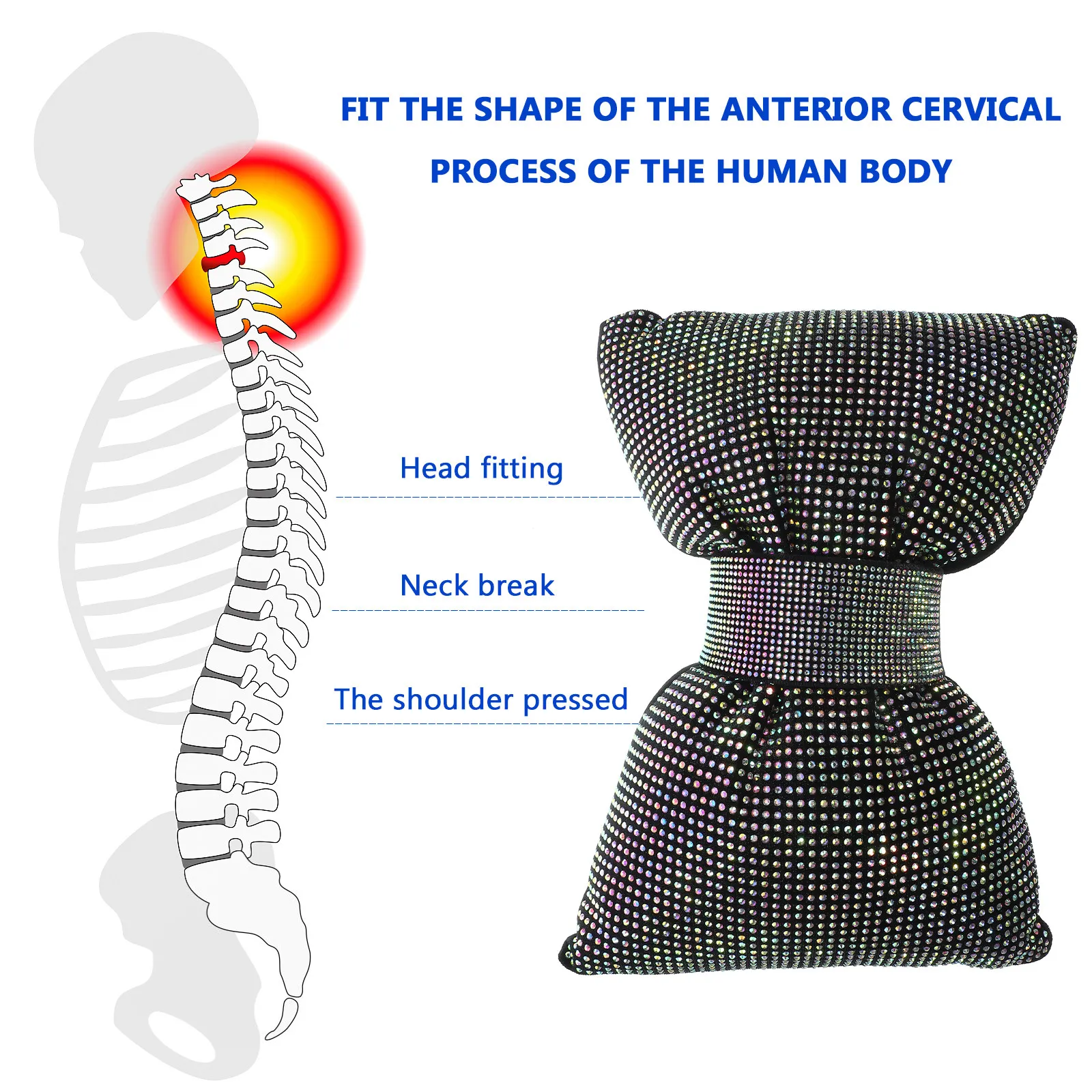 

Комплект из 2 подушек для подголовников автомобиля: комфортные подушки-подголовники с бантом и стразами для поддержки шеи