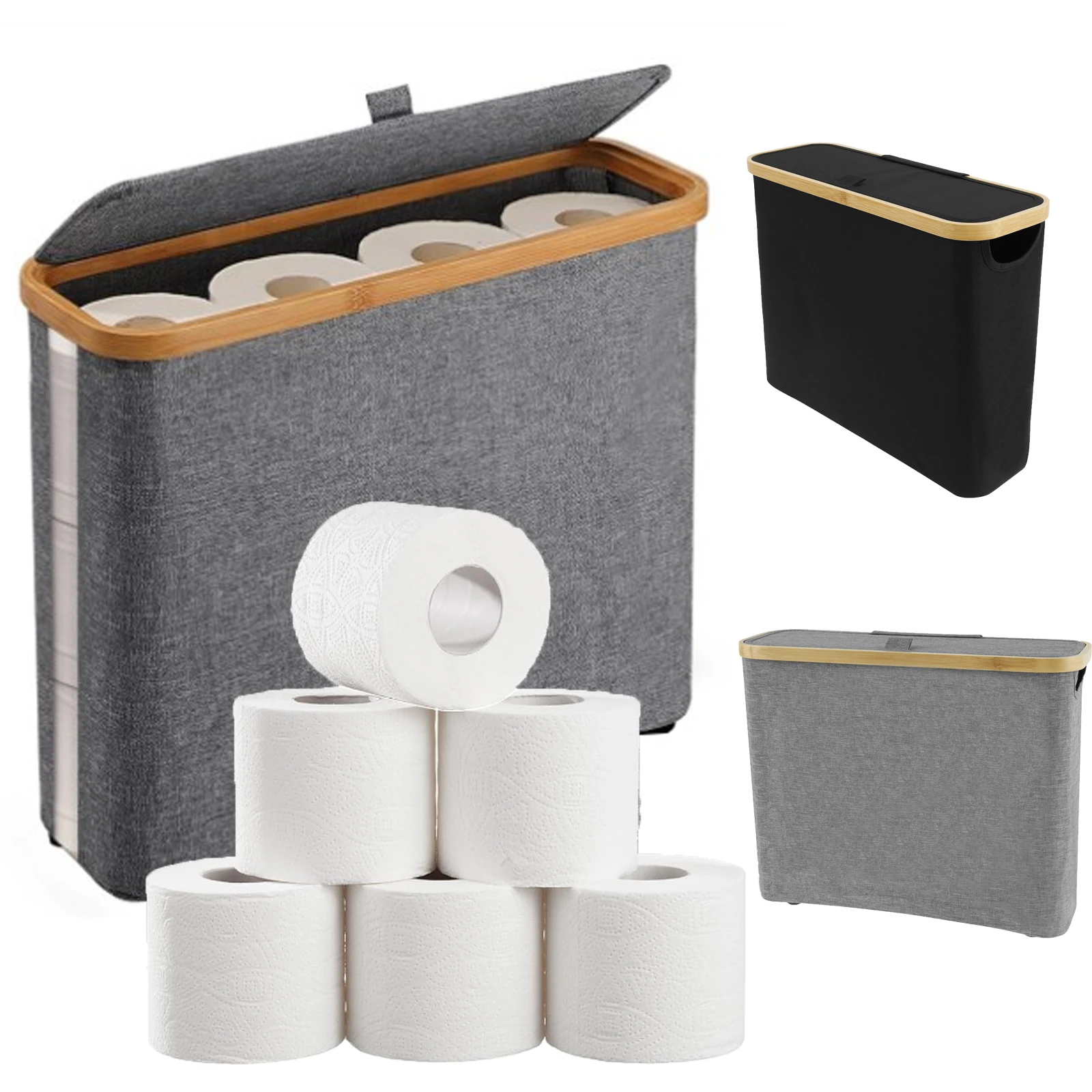 Toilet Paper Basket with Lid Large Capacity Easy to Install Toilet Paper Storage Organizer Multi-purpose Toilet  Paper Holder