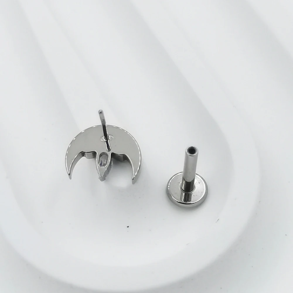 QM ASTM F136 التيتانيوم دفع دبوس Labret القرط الزنمة اللولب ثقب الجسم مجوهرات