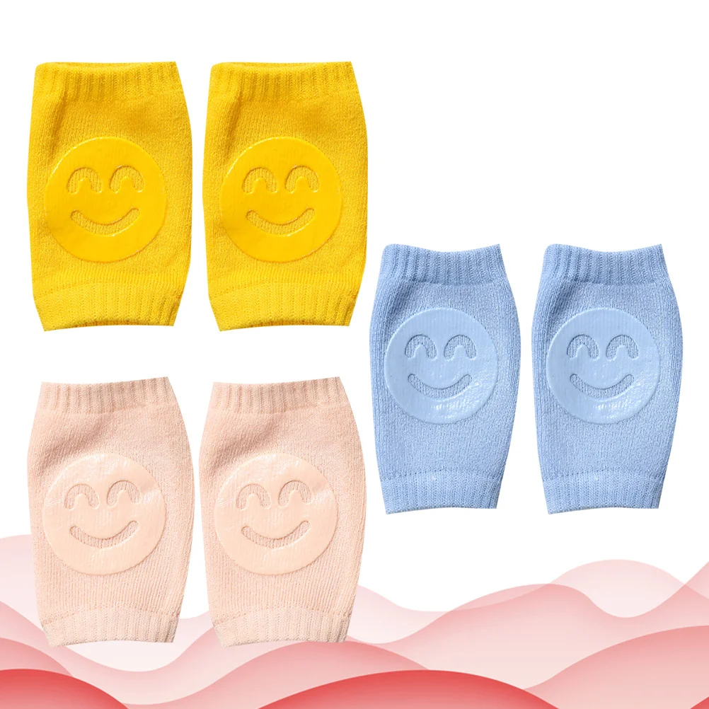 

3Pair Baby Kneepads Soft Cotton Breathable Elastic Knee Protector Crawling Pads Non Slip Elbow Guard Yellow