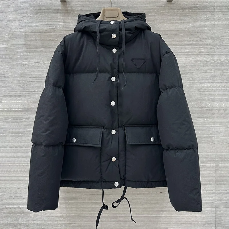 سترة نسائية عالية الجودة بغطاء للرأس من ريش البط الأبيض مع جيب كبير ثلاثي الأبعاد معطف شتوي للسيدات 25930106