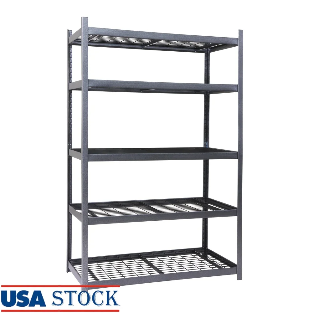

5-Shelf Boltless Rack Heavy Duty Steel Frame Adjustable Wire Decking Workbench Storage Shelves Garage Organization 800lbs