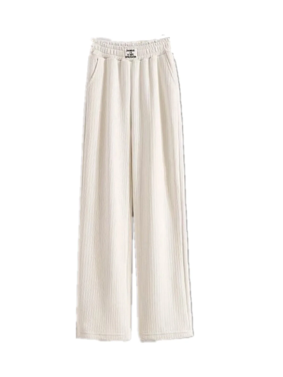 New Women\'s Corduroy Wide Leg Pants Autumn Winter Warm Casual Loose Straight Sports Trousers Comfortable Cotton Outerwear