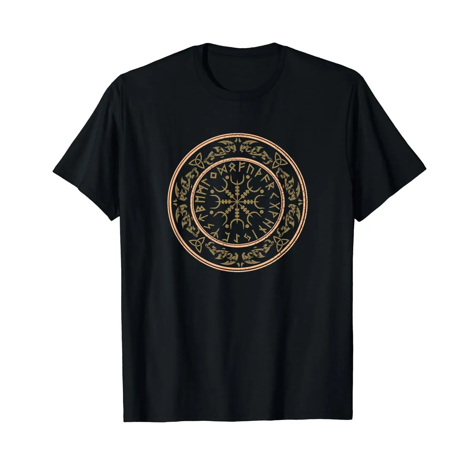 Aegishjalmur Helm Of Awe Vegvisir Nordic Viking Rune Black Classic Fit T-shirt vintage Washed Unisex Vêtements de créateur élégants