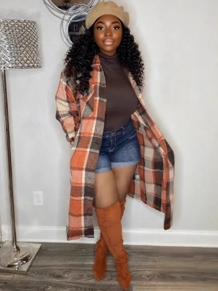 Plus Size XL-5XL Women's Fashion Long Jacket Casual Printed Single Breasted Jacket Spring Autumn Long Sleeved Fashionable Jacket