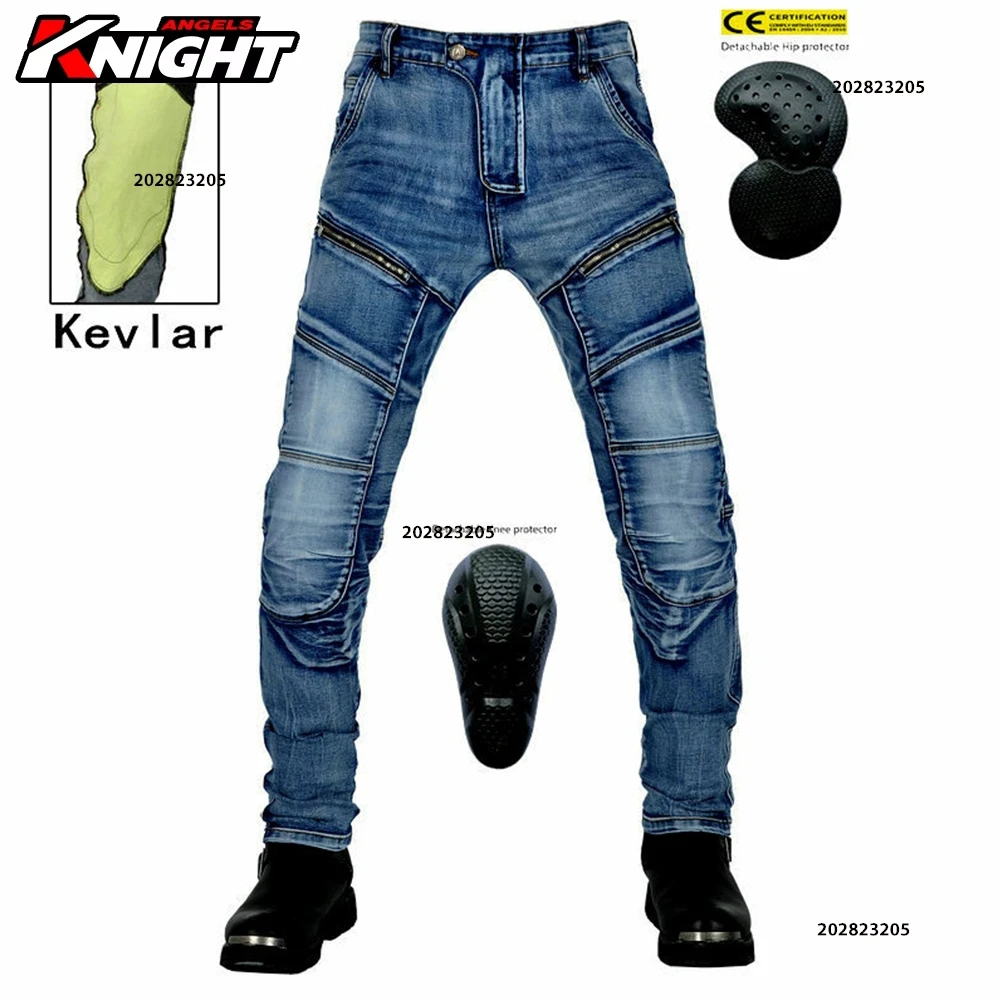

Motorcycle Jeans Men's Retro Motorcycle Riding Pants Tear-resistant Racing Off-road Elastic Anti-drop Pants