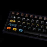 MV EXPO Keycaps ABS UV Printing Aifei 122 Keys Cherry Profile Split Alice Layout Black Key Caps No pad For Mechanical keyboard