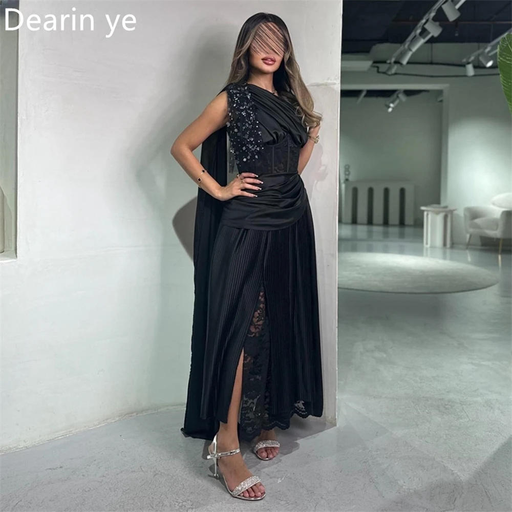 

Customized Prom Gown Saudi Arabia Dearin One-shoulder Column Floor Length Skirts Tulle Bespoke Occasion Dresses Formal Evening D