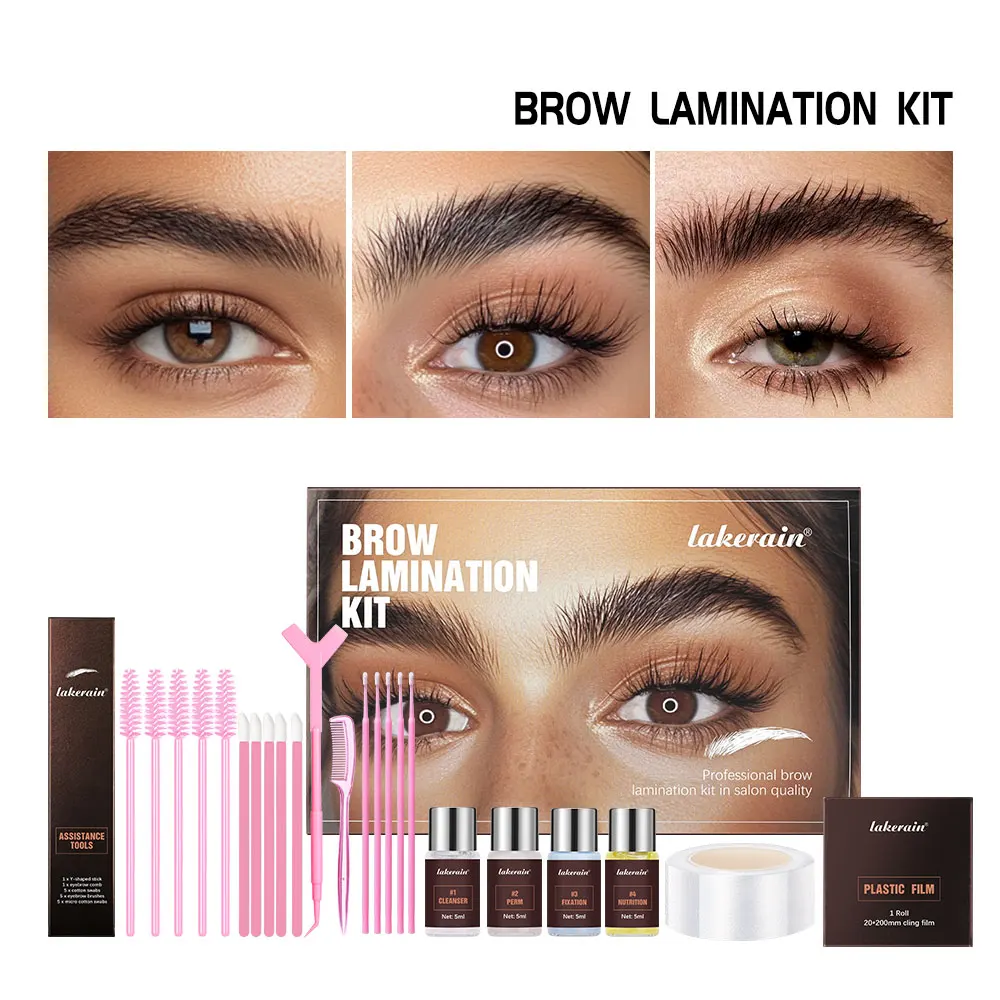 Semi-permanent Brow Lift Perming Eyebrow Brow Lamination Kit with Cling Film Nutrition Keratin Perming Lotion for Home Use