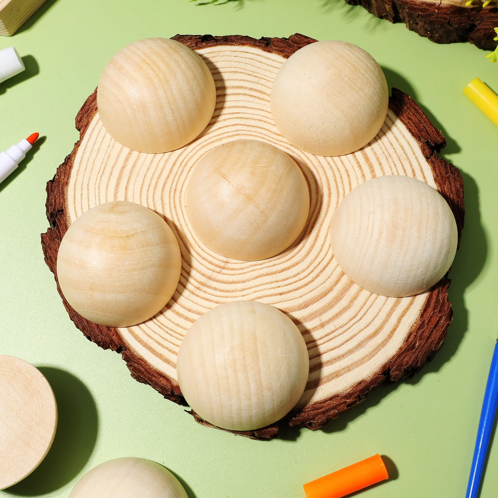 

40Pcs Half Wooden Beads Unfinished Wood Balls for Crafts Painting Decorating Wood Craft Shapes Wooden Balls for Crafts