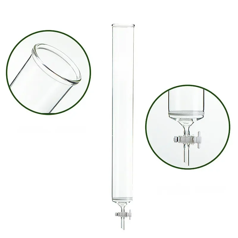 

1pcs Lab Glass Chromatographic Column with Sand Core,chromatography Filter Column with PTFE Piston