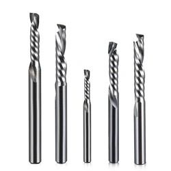 5Pcs HSK 3.175 4 6 8 10mm UP & DOWN Cut 1 Flutes Spiral Carbide Milling Tool, CNC Router, Compression Wood End Mill Cutter Bits