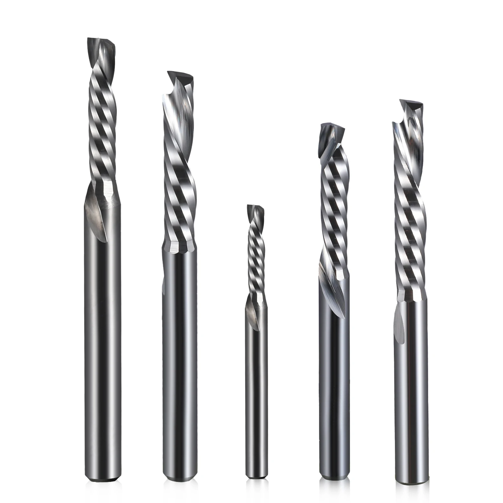 5Pcs HSK 3.175 4 6 8 10mm UP & DOWN Cut 1 Flutes Spiral Carbide Milling Tool, CNC Router, Compression Wood End Mill Cutter Bits