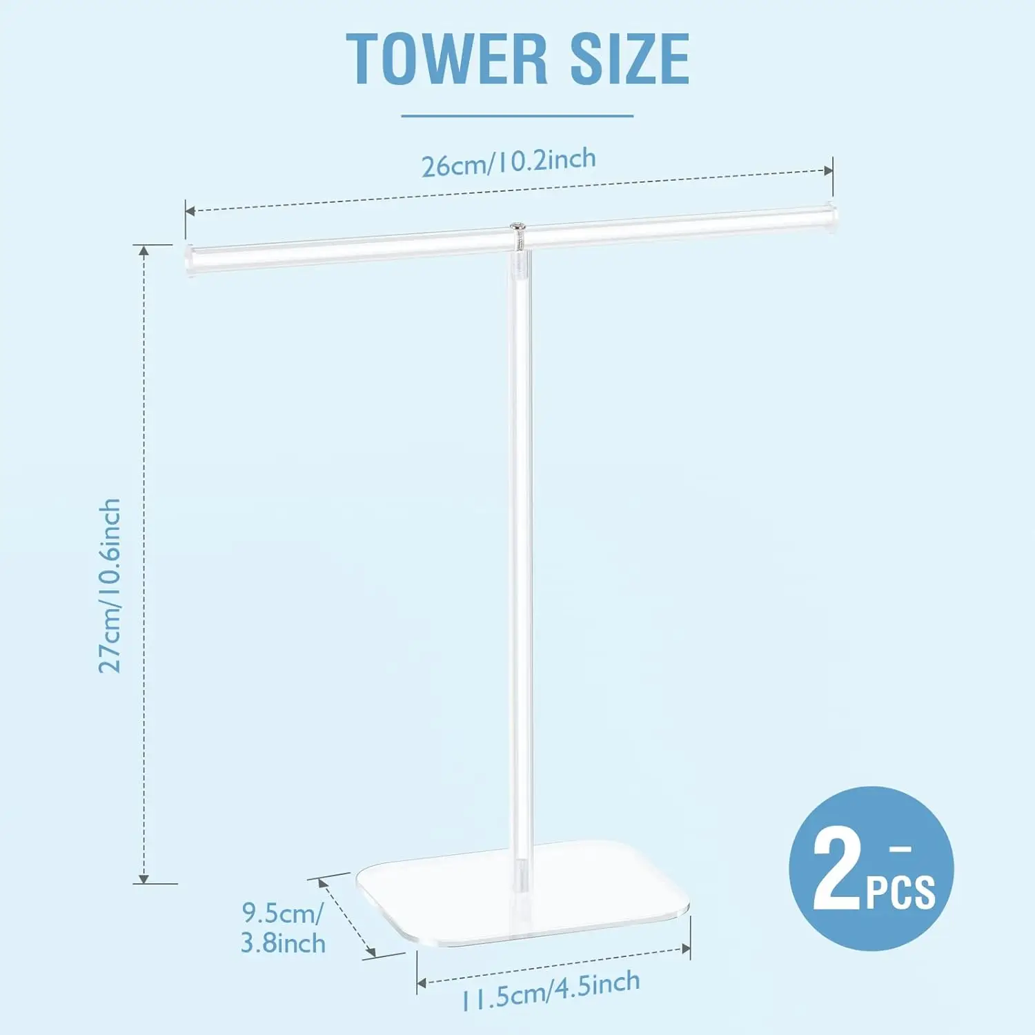 حامل المجوهرات، حامل القلادة، برجين، حامل القلادة الشفاف، منظم المجوهرات من الأكريليك، تعليق السوار
