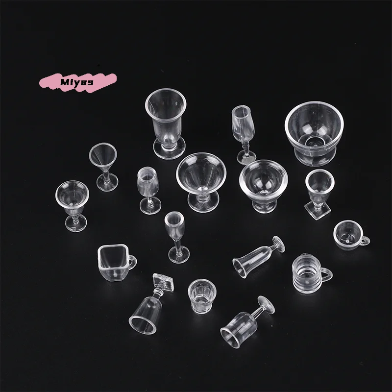 17 قطعة/المجموعة دمية مصغرة الغذاء لعبة الكؤوس محاكاة الآيس كريم مثلجات أكواب عشوائية اكسسوارات المطبخ للدمى