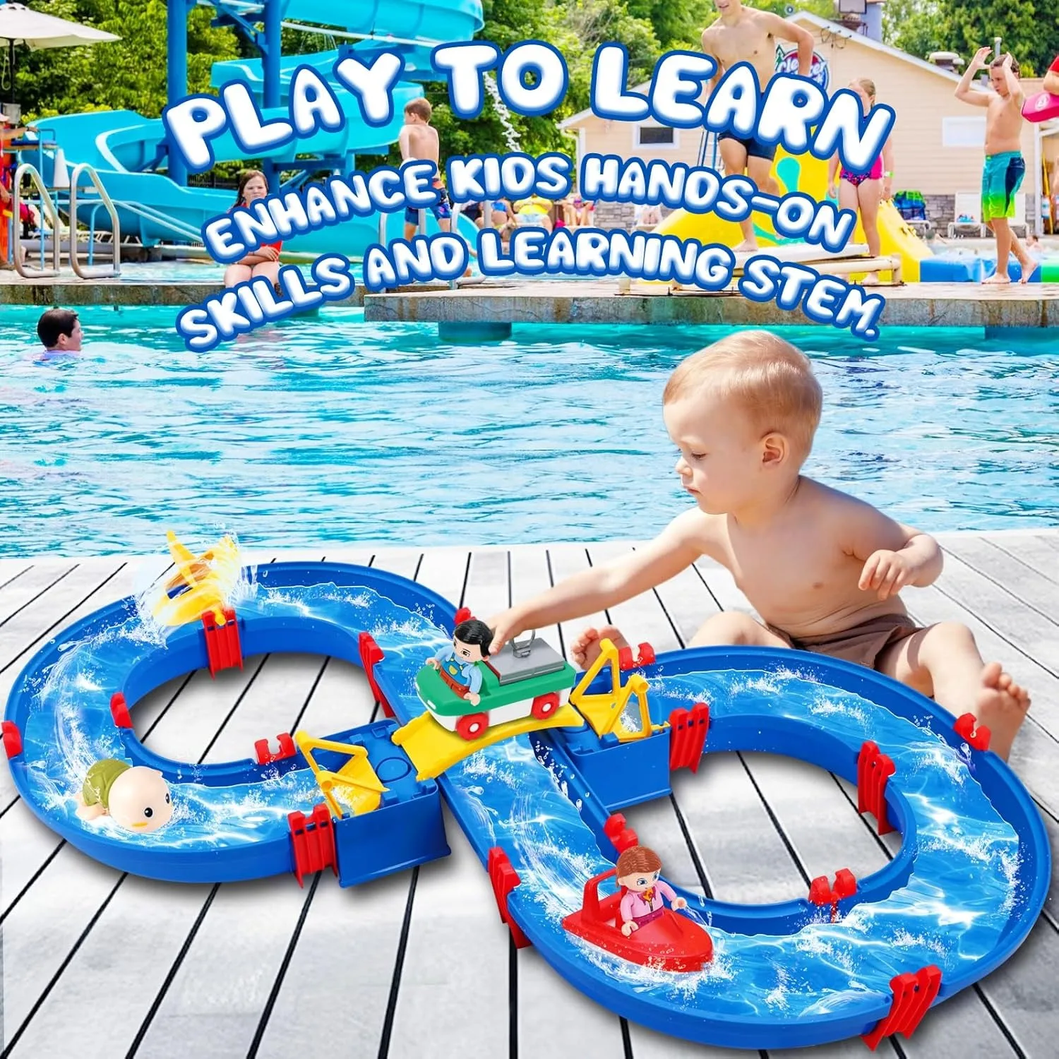 Giochi da tavolo per acquatici all'aperto per bambini, set di 50 giocattoli da spiaggia fai-da-te, prato, giocattoli per via navigabile in piscina, adatti per ragazzi e gi