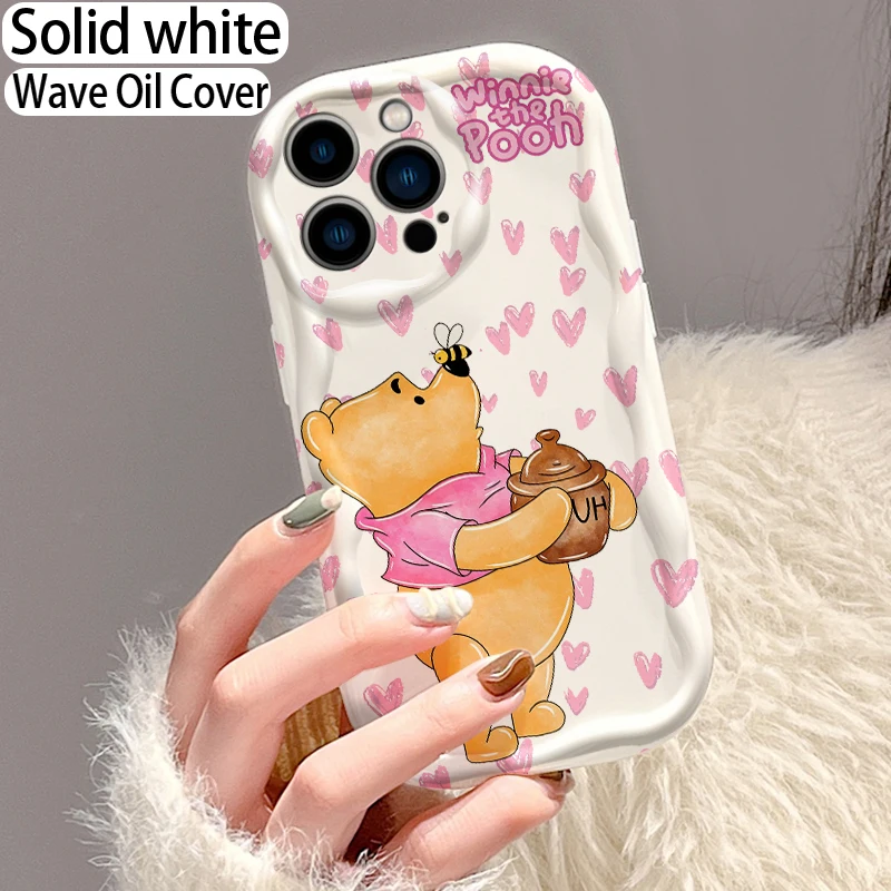 Lovely Winnies The Poohs 3D Wave Phone Case For Samsung Galaxy S25 S24 S23 S21 S20 FE Plus Ultra 4G 5G Soft Silicone Back Cover