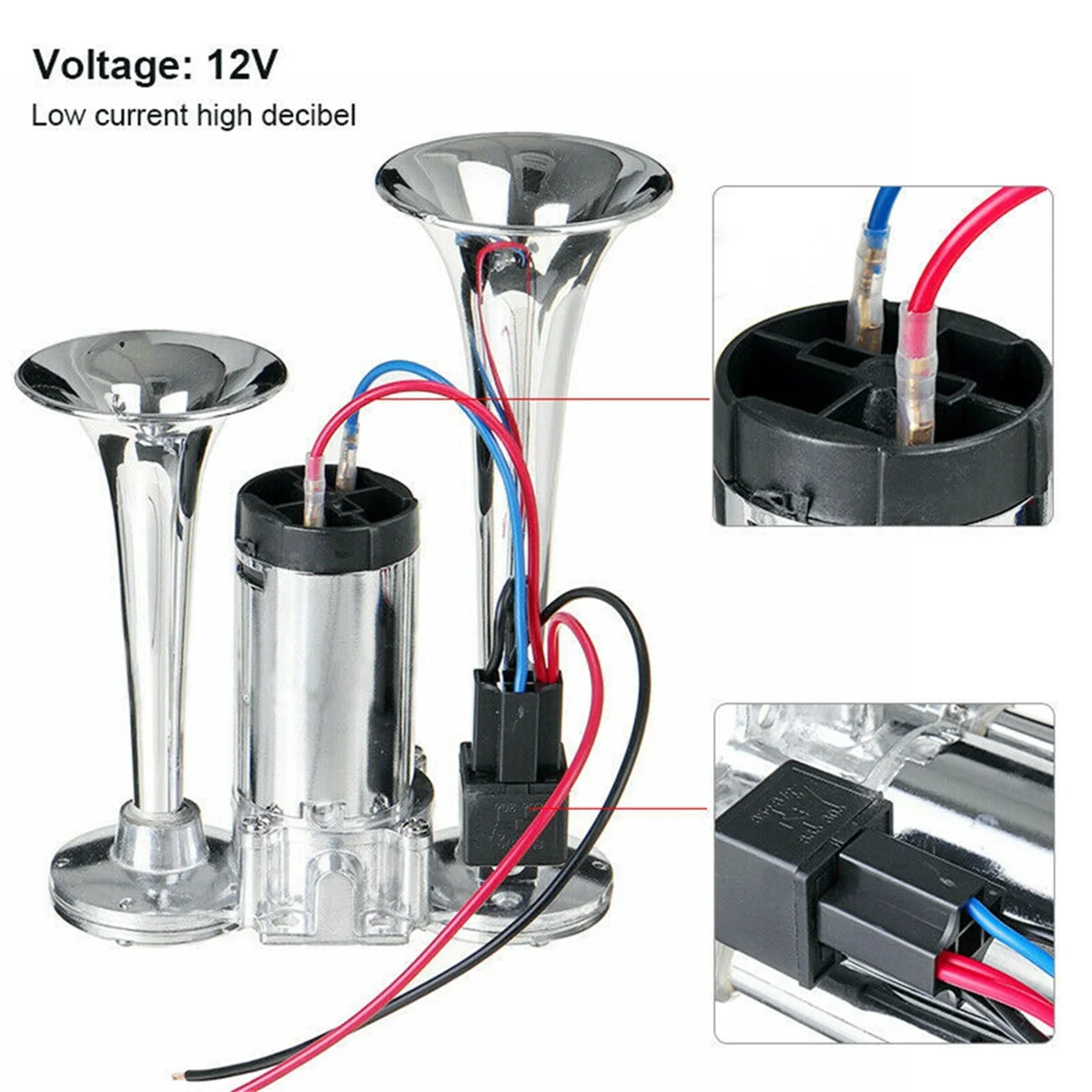 แตรไฟฟ้า12V 600Db แตรคู่แตรรถวาล์วน้ำไฟฟ้าแตรปั๊มลมไฟฟ้าสำหรับรถยนต์เรือรถบรรทุก