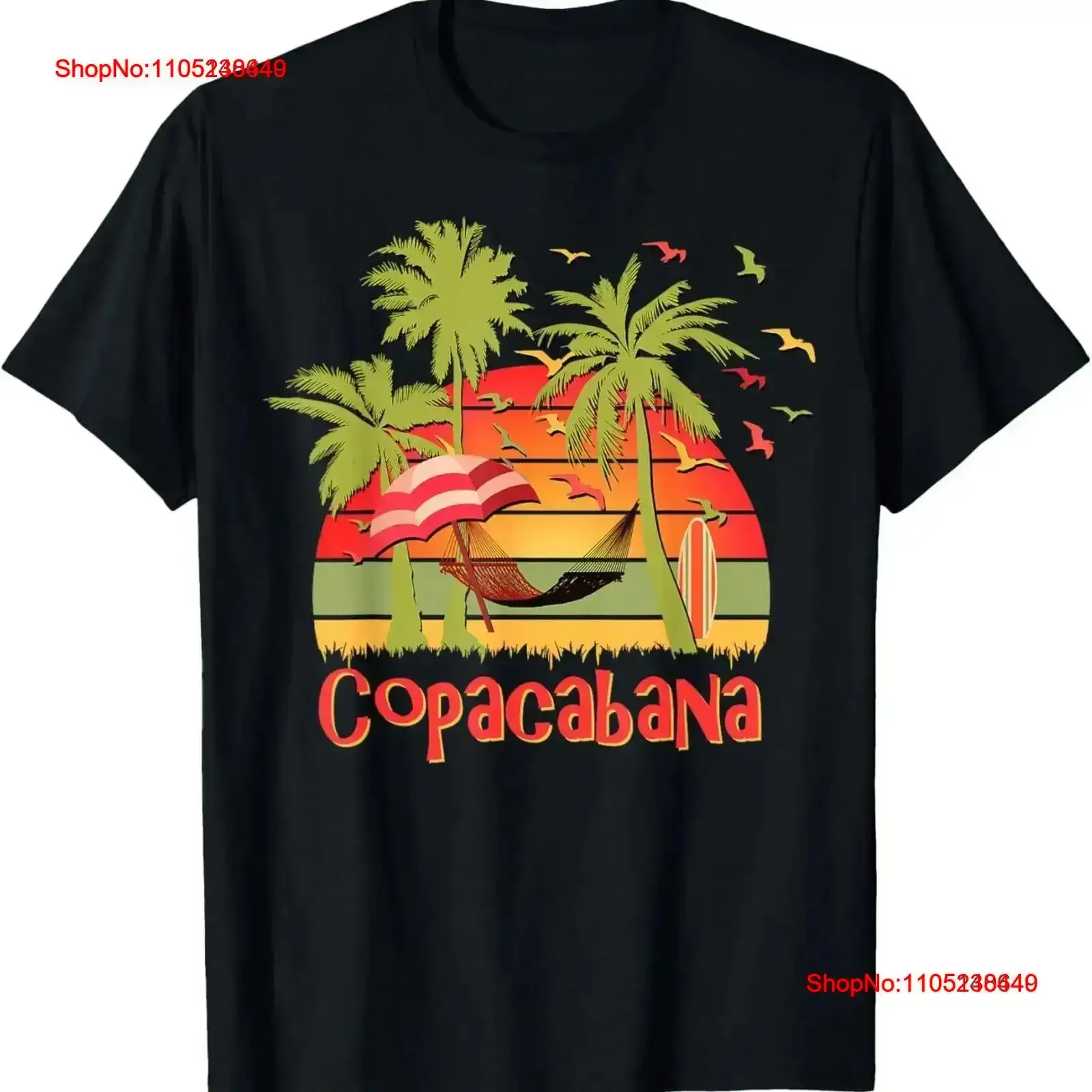 Copacabana Tropical Beach Hammock Sunset T Shirt vintage Washed Stylish Comfortable fashion Stretched homme vintage Washed
