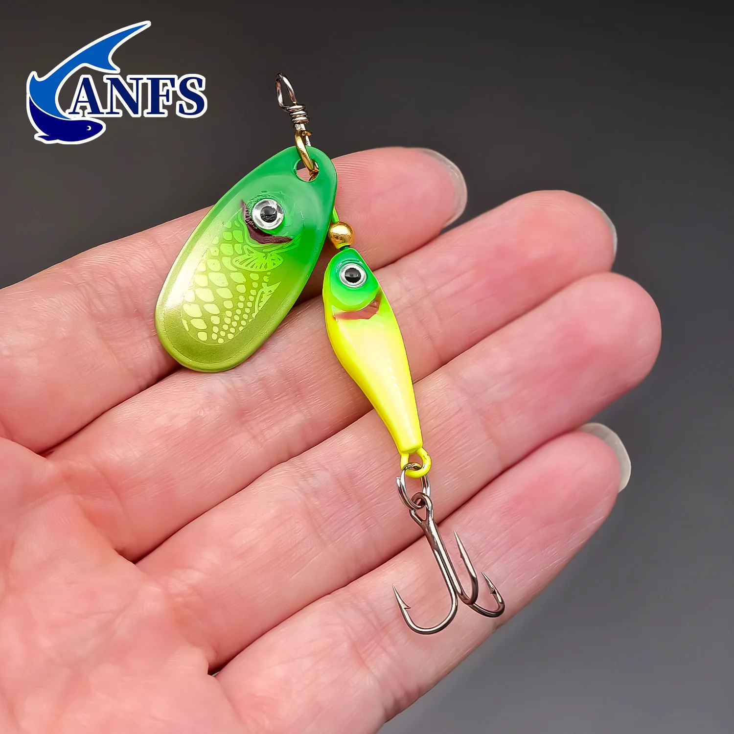 ANFS 5 Stück Angelköder Spinner-Köder für Süß- und Salzwasser, Harte Metallköder für Barsch, Forelle, Lachs mit Tackle-Box – Detail 3