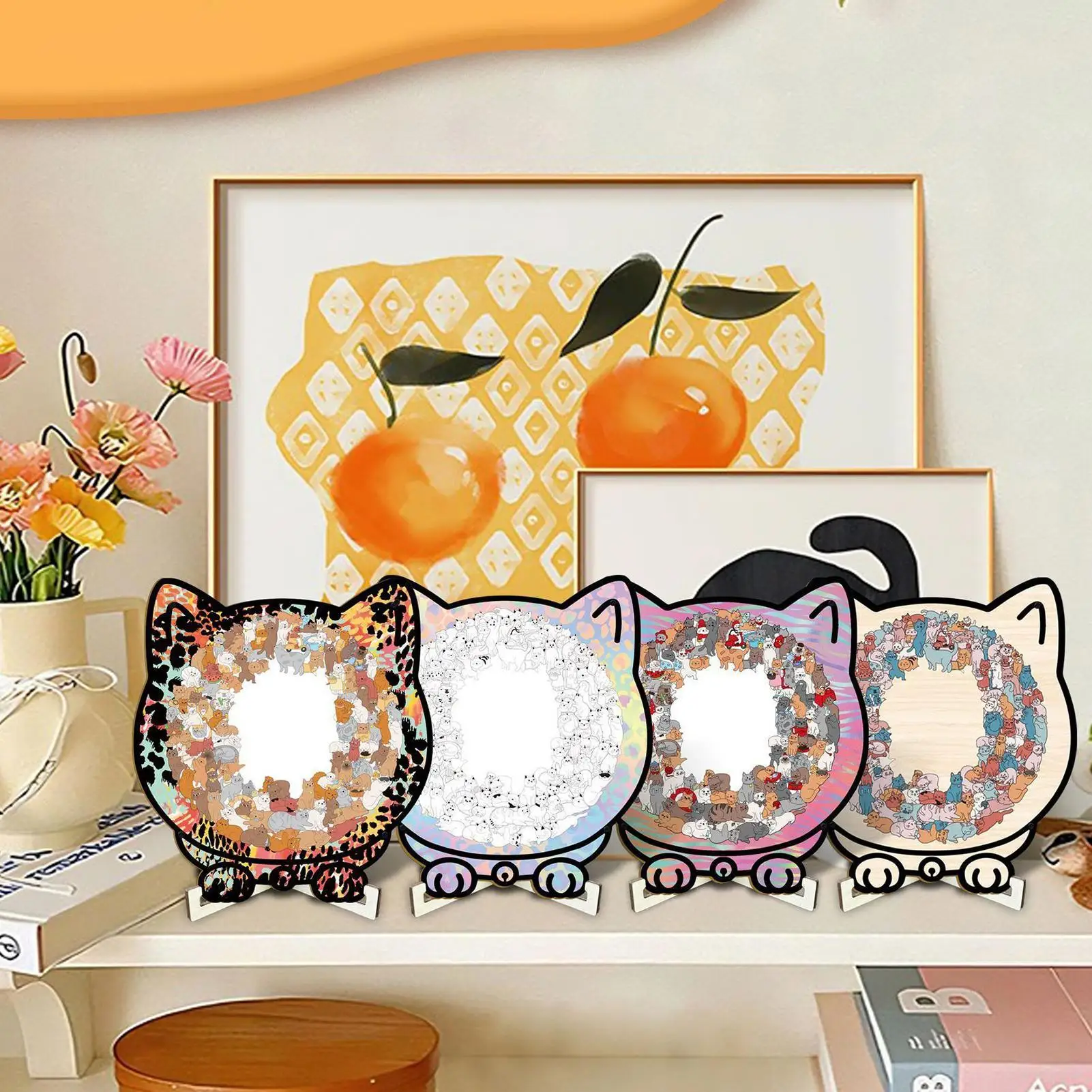 木製パズルおもちゃ 猫の形のかわいいおもちゃ 木製動物パズル 大人用 女性用 男性用 子供用 息子 娘 ティーン向け