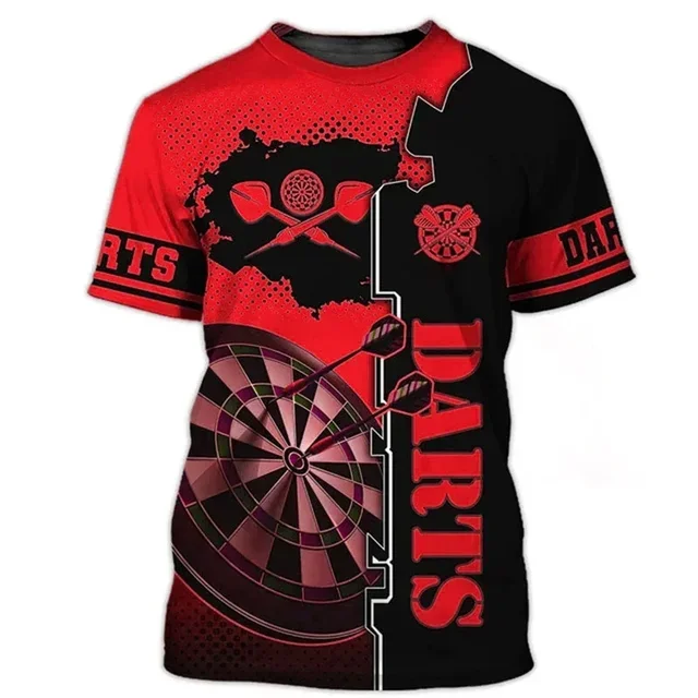 Men's Dart Game Fashion T-shirt, 3D printed short sleeved shirt, street style, turntable pattern, hip-hop casual top, summer