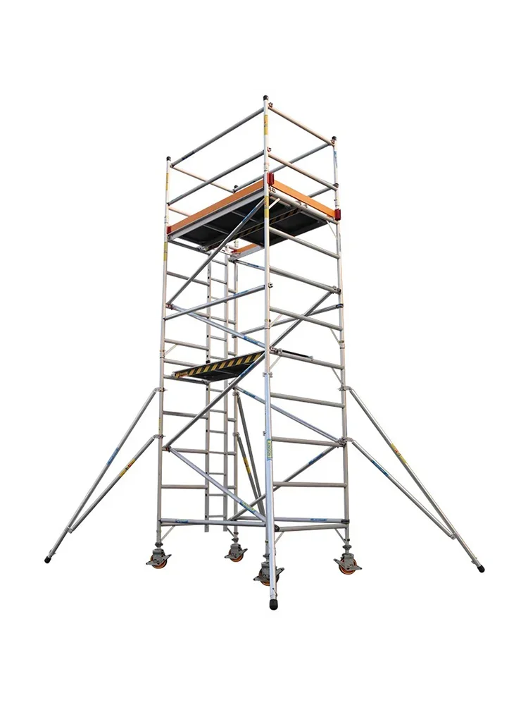 Aluminum alloy scaffolding mobile climbing platform building aerial work climbing ladder factory direct quick-loading scaffold.