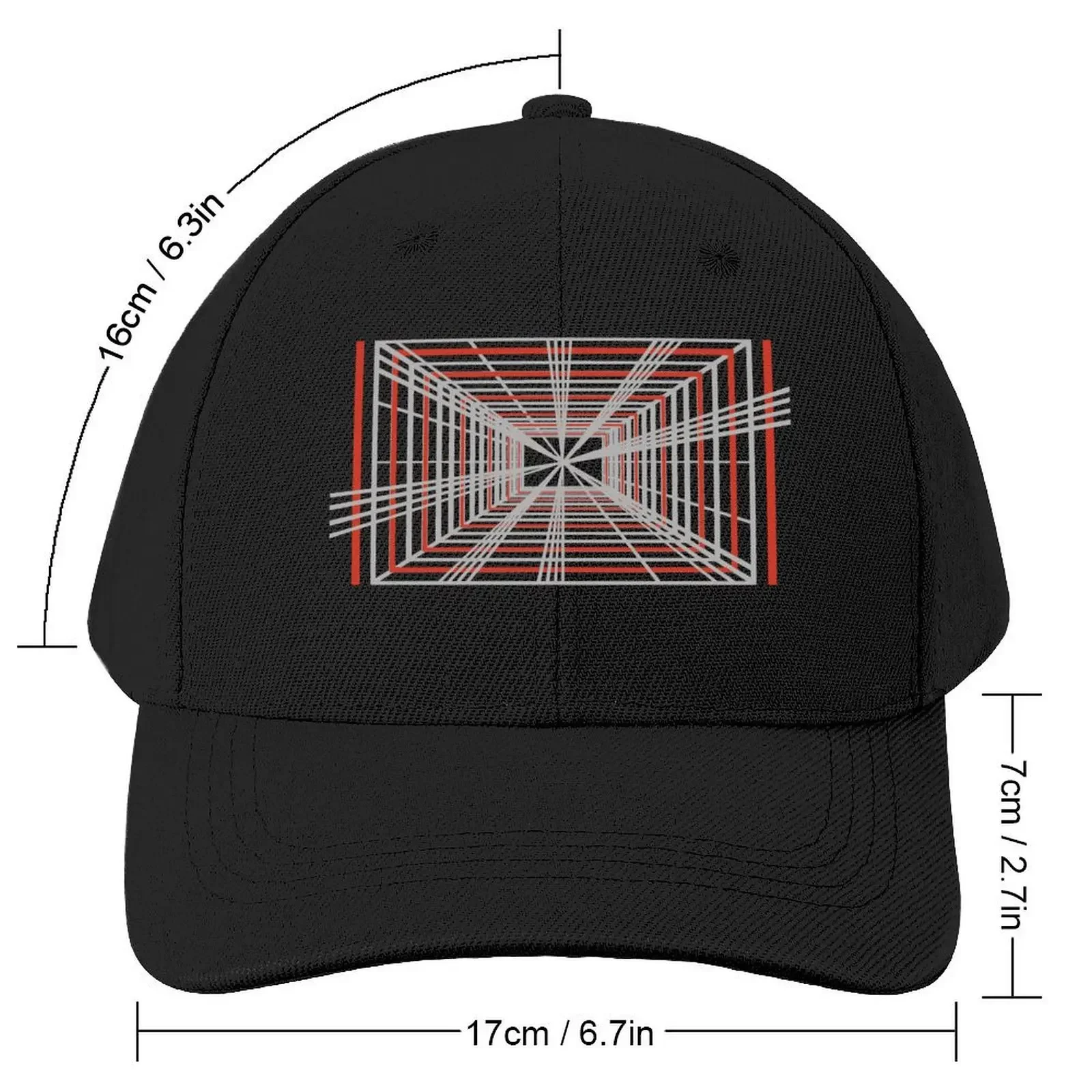 Perspective vanishing point geometric design (grey,red) Baseball Cap New In The Hat Hat Luxury Brand Caps Women Men's