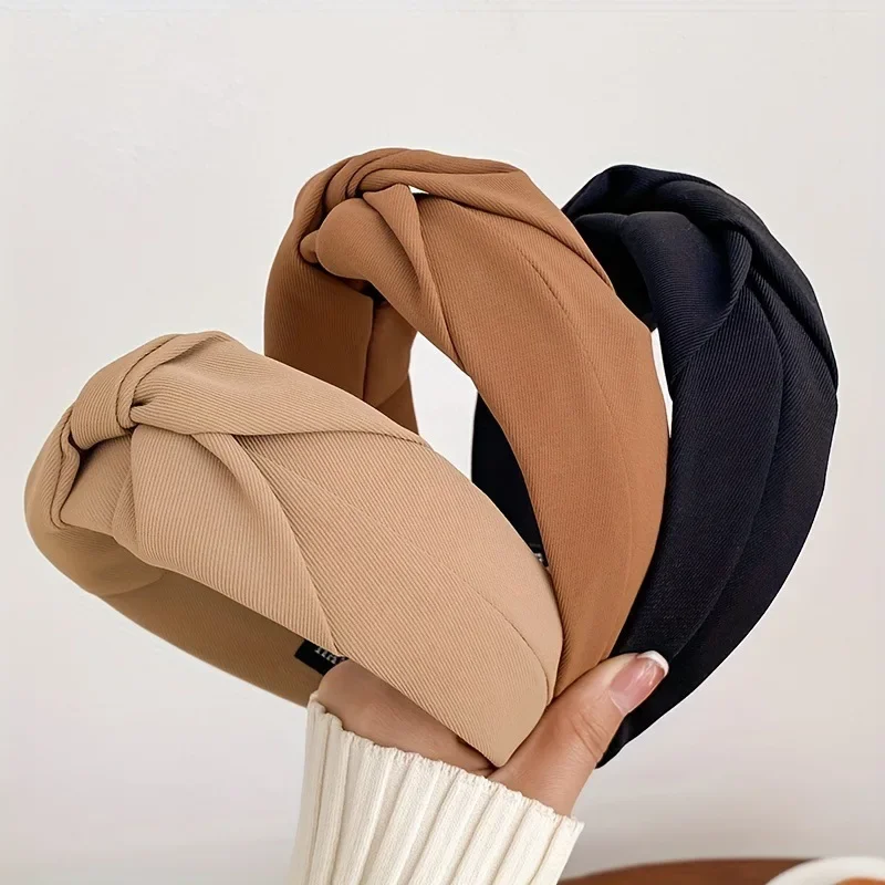 Ikat Kepala Rajut Mode Terbaru untuk Wanita, Warna Solid, Ikat Rambut Kain untuk Anak Perempuan, Ikat Rambut Lembut, Aksesoris Rambut, Hiasan Kepala