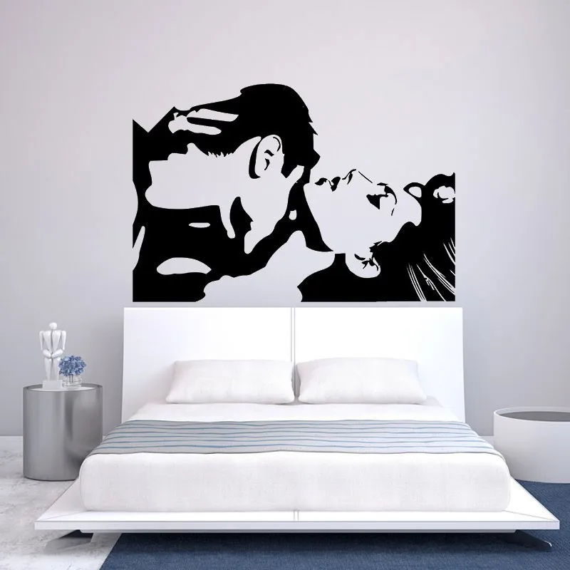 Home Wall Stickers Bedroom Love Couple Passionate Kiss Decals Romantic Home Decor Decorative Wall Stickers Vinyl Decals love03